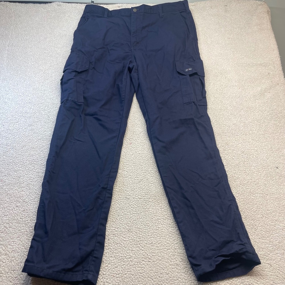 Tyndale Cargo Pants Mens 38x31 Navy Blue FR CAT 2 Flame Resistant Work Trousers